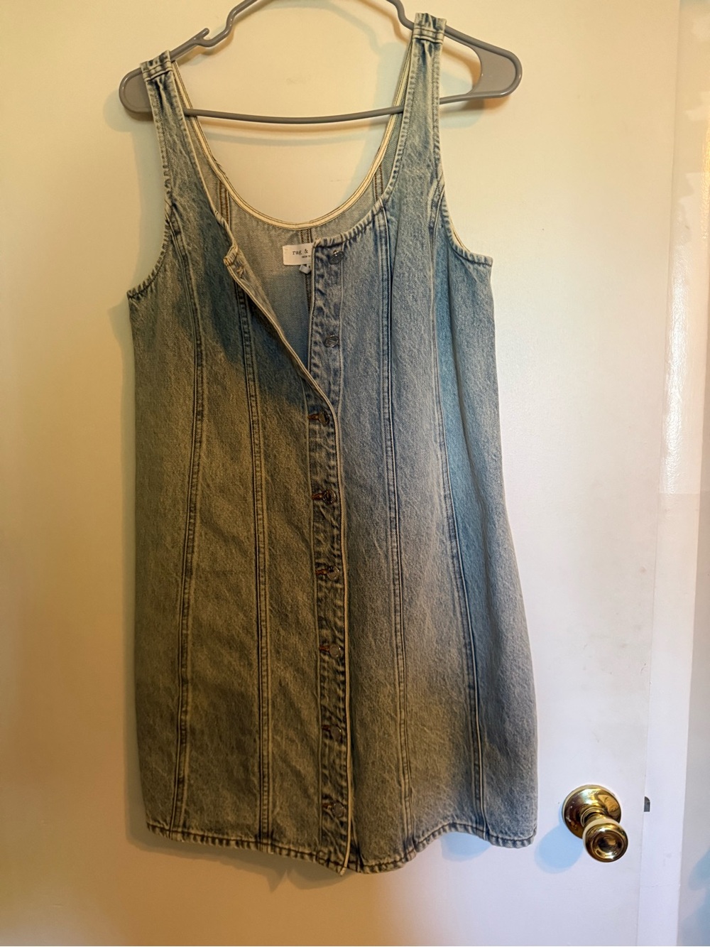 Rag & Bone Denim Tank Dress - Light Blue Washed Denim